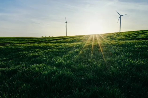 Windräder und Sonne